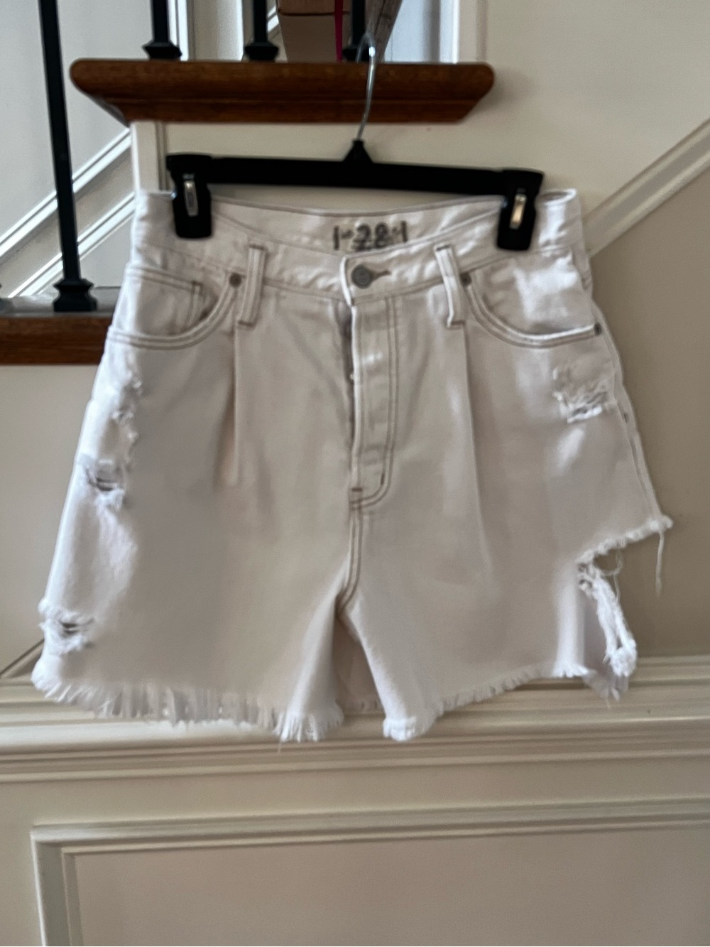 WE THE FREE Off White Distressed Denim